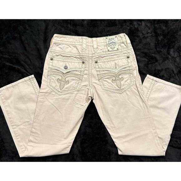 Rock Revival Jeans Mens WHITE Flap Pockets Embroidered 31x31 - Picture 1 of 12